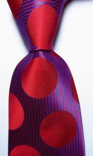 New Classic Striped Dot Red Blue JACQUARD WOVEN Silk Men's Tie Necktie