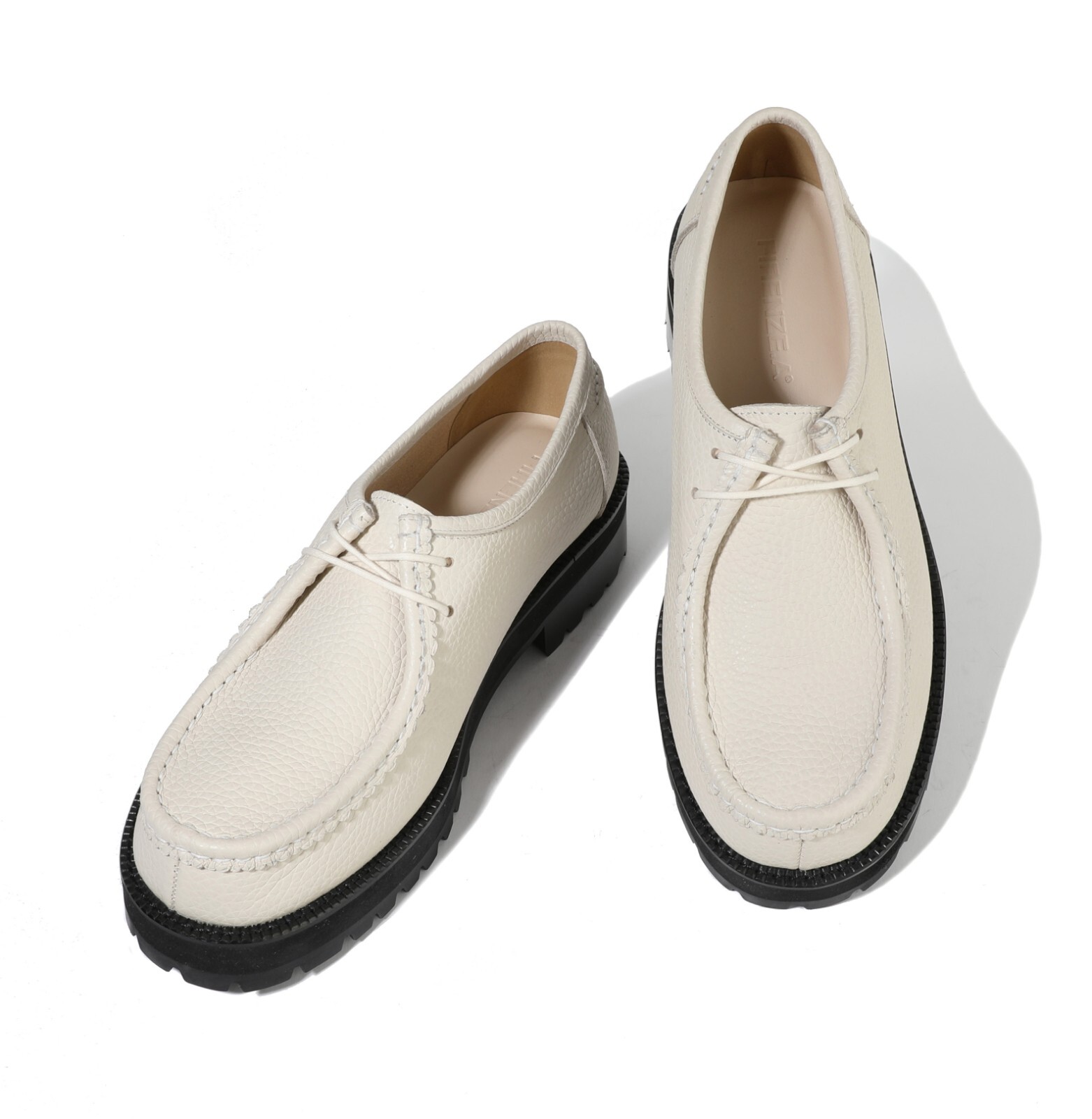 SAOLA Scarpe da derby Firenze Atelier da uomo colore crema pelle wallabee moc punta scarpe da derby