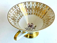 VTG Winterling Bavaria Coned Tea Cup #48 Gold Leaf Porcelain White 4.25" RARE