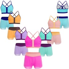 Kids Girls Outfits Sleeveless Swimsuit Cute Bathing Suit UPF 50 Color Block