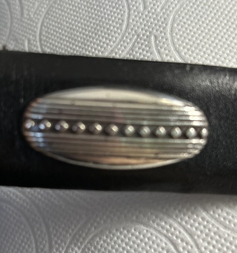 Brighton Women’s Black Leather Belt 4 Metal Art Ovals & 5 Braided Overlays Sz 32 - Picture 5 of 10