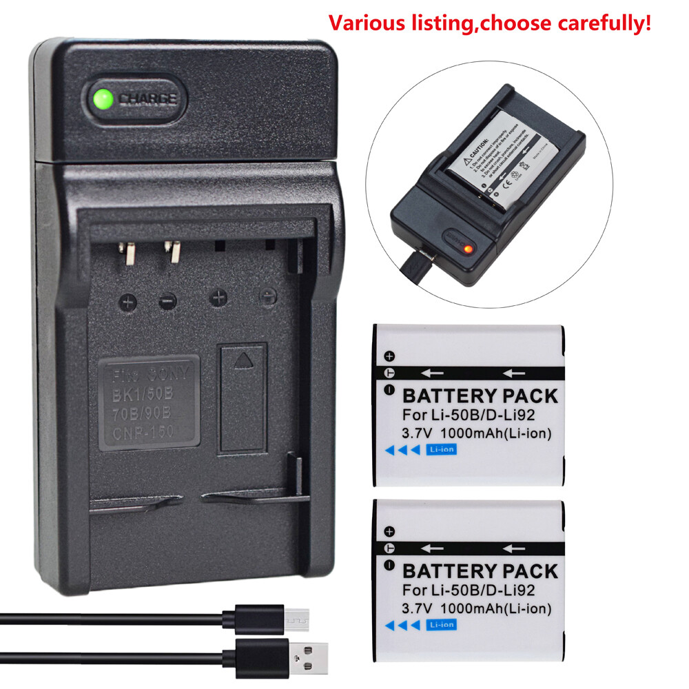 LI-90B Battery or Charger for Olympus Stylus XZ-2, XZ-2 iHS SH-1