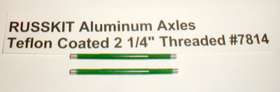 (2) 2 1/4'' Russkit Green Teflon Hi-Per Alum 1/8'' Slot Car Axles 5:40 Thread NOS