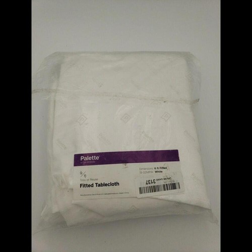 White Tablecloth 6 ft X 30" Fitted Corners To Floor Not Stretchy Washable New
