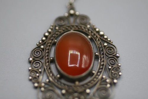 Ornate Filigree Necklace Carnelian Sterling Silver S5 - Picture 4 of 11
