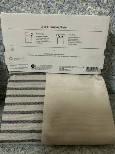 ๐ Threshold Woven Stripe Border Blackout Window One Panel Gray 50โ X 84" ๐ - Picture 2 of 2