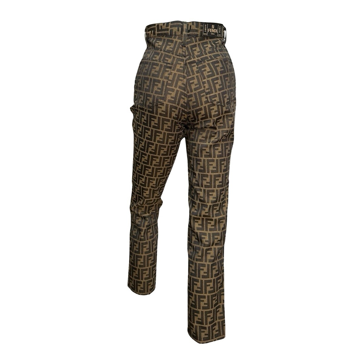 パンツ FENDI FW25 Trousers (FR6415 AM34F1J7B) FENDI Vintage FF Zucca Monogram High Rise Straight Leg Pants