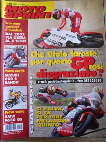 Motosprint Nr.15 2000 Test Suzuki 600 S Bandit BMW F650 GS [P62]