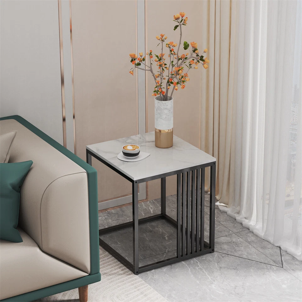Marble End Snack Side Table for Sofa Coffee Lamp Living Room Bedroom Small Space - Image 2 of 4