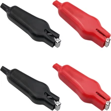 Insulated Alligator Clip 4PCS 20A Black and Red PVC Sheathed Crocodile Clamps Po
