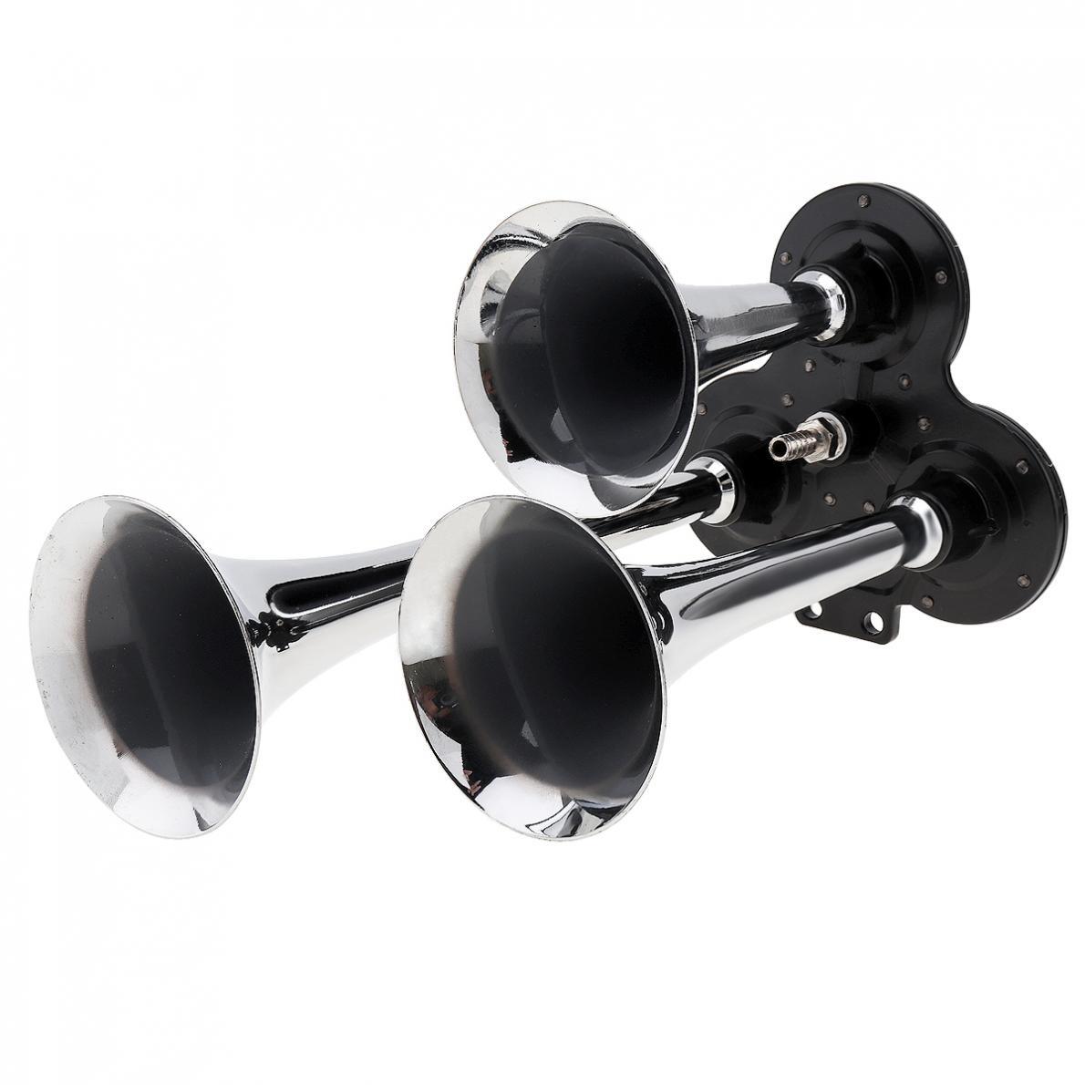 12V/24V Truck Air Horn 110DB 3/Triple Trumpet Horns Compressor Kit for Car Train