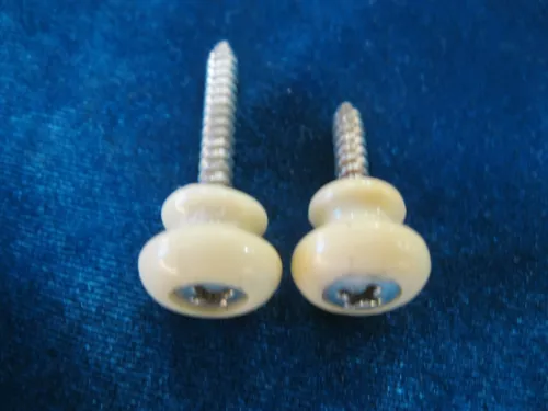 1960's Gibson WHITE PLASTIC Strap Buttons for GUITAR