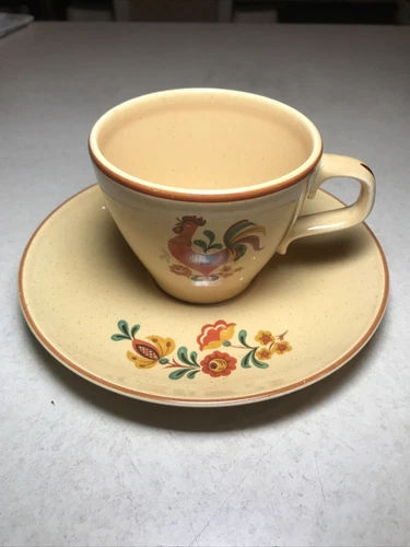 Vintage Taylor Smith & Taylor Reveille Rooster Tea / Coffee Cup & Saucer