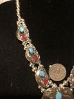Estate Sale SLEEPING BEAUTY Turquoise & RED CORAL Squash Blossom Necklace — photo 4