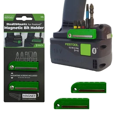 StealthMounts Green Magnetic Bit Holders for Festool 18v/36v Powertools (2 pack)
