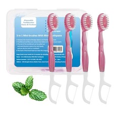 5 in 1 Mini Travel Toothbrush Set with Toothpaste Floss Pick Tongue Scraper
