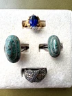 Nice Vintage 4 Pc Lot Signed 925 SS Rings Mexico Thailand Marcasite Blue Stone