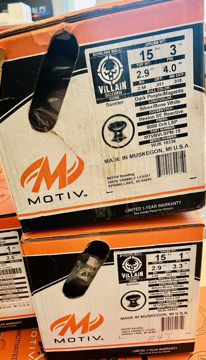 Motiv Villain Scorn Bowling Ball NEW IN BOX 1st Quality 15lbs 1oz
