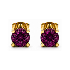 Lab Grown Purple Amethyst Stud Earrings 10K 14K 18K Gold Push Back Jewelry