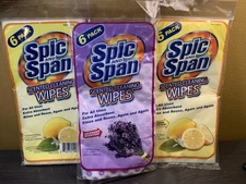 Lot Of 3 Spic & Span 6 Piece Lemon Lavender Scented Cleaning Wipes Kitchen
