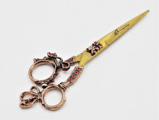 6" Gold Hair Cutting Scissors Barber Shears Salon Stainless Steel Vintage Style