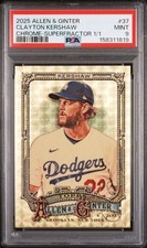 Marketplace image: 2025 Topps Allen & Ginter Clayton Kershaw GOLD SUPERFRACTOR 1/1 Card PSA 9