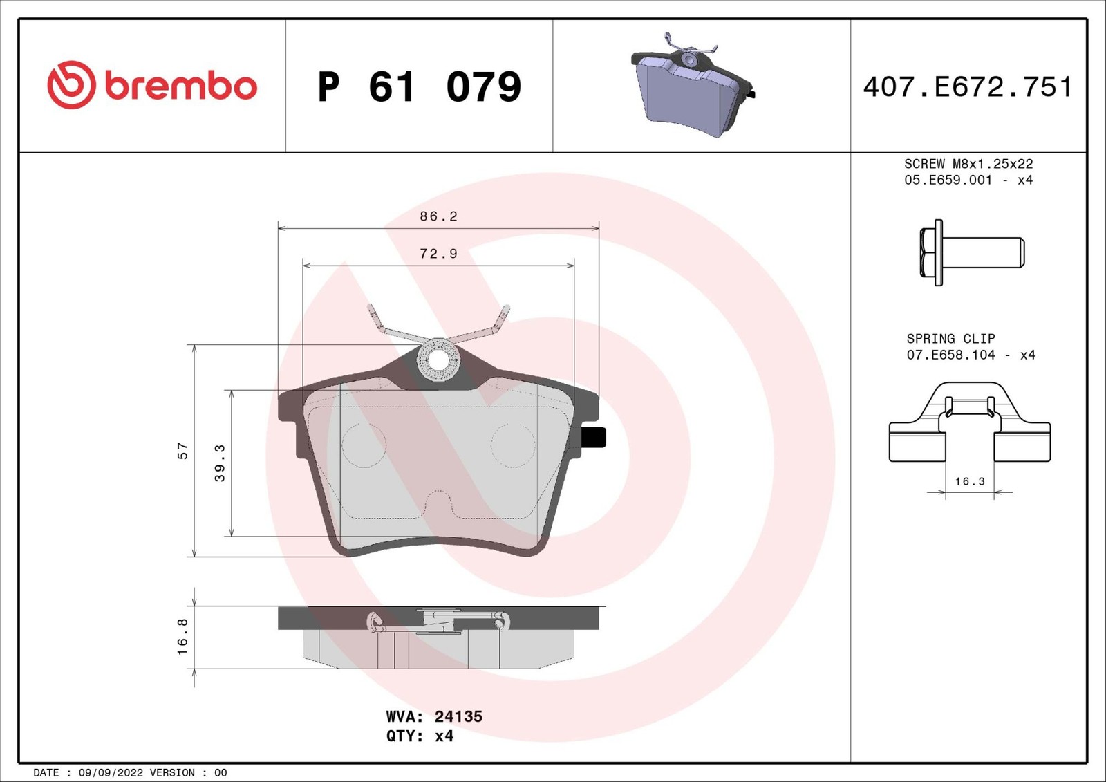 Plaquettes de frein Brembo P 61 079 idéales pour trajets urbains