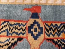 4x6 NEW BLUE WOOL RUG HANDMADE ORIENTAL hand-...