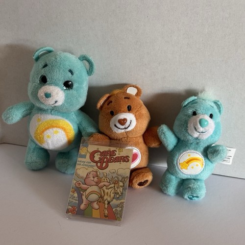 World's Smallest Care Bear 3.25" Plush Series 2 WISH BEAR/TENDER HEART LOT+