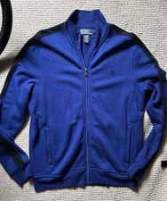 Vintage Polo Ralph Lauren Men Sz. M Blue Full Zip Striped Logo Track Jacket
