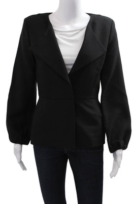 Oscar de la Renta Women Black Wool Blazer Long Sleeve Designer Size 4