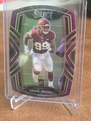 2020 Panini Select Club Level Chase Young Purple Prizm Die-Cut (RC) Washington