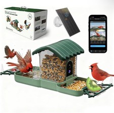 Dual-Lens Bird Feeder with Camera  Bird Bath Combo, Watch Birds Eat  Bathe ...