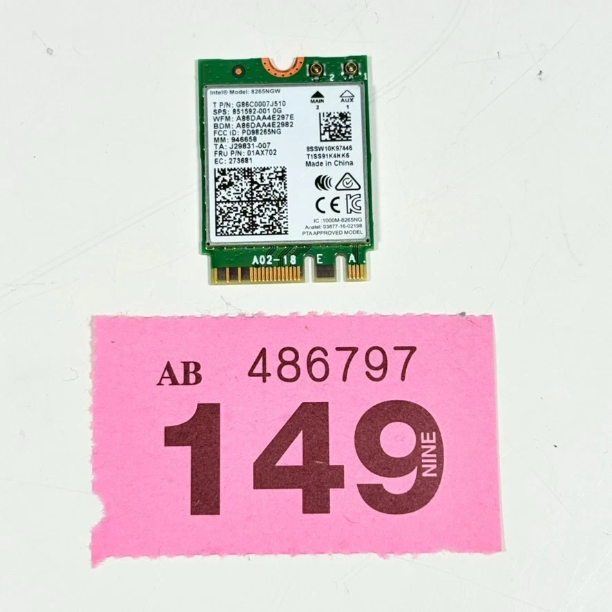 Intel 8265NGW Dual Band 2.4GHz IEEE 802.11ac 867Mbps Mini PCIe WIFI BT Card 4.2 - Image 3 of 3