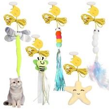 Ainvhh 5 PCS Interactive Cat Feather Toys, Hanging Door Toy Retractable...