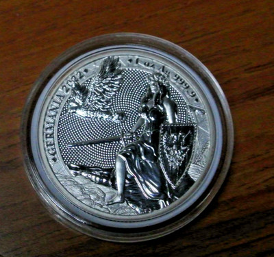 2022 Germania Mint 1 oz .9999 Fine Silver 5 Mark Coin - BU Only 25,000 Mintage