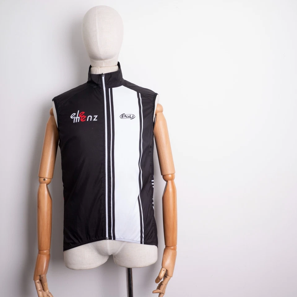 POLI Men's Black & White Full-Zip Windstopper Racing Cycling Vest Size 4 S/M - Image 3 of 4