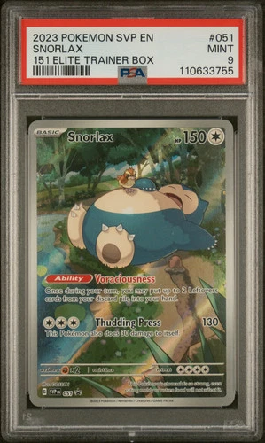 SNORLAX 2023 Pokemon Mew 151 Black Star Promo ETB #051 PSA 9