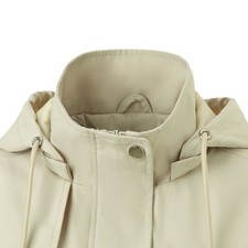 Womens Ladies Classic Trench Coat Hooded Drawstring Tunic Jacket Elegant Casual