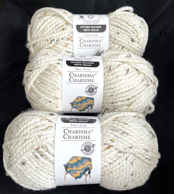 (3) New Charisma Cream Tweed Yarn 93yds  3oz 
