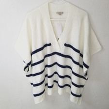 NWT Women  s Ann Taylor LOFT Striped Knit Wrap V-neck Poncho Sweater, XS/S