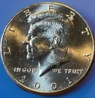 2001-P Kennedy Half Dollar NIFC. Lightly Circulated. MS/AU. Stock Photo. KHD-43