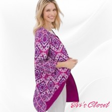 Chico's Travelers Collection Women  s Reversible Crushed Ikat Jacket Size 1 M 8