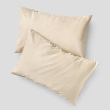 Standard/Queen Beautifully Crinkled Cotton Linen Pillowcase Set Mink