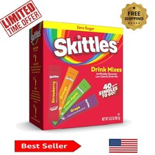 Fruity Low Calorie Skittles Drink Mix - 4 Flavor Variety Pack for All Ages