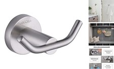 Towel Hooks, Double Robe Hooks Heavy Duty Wall Hooks SUS 304 Brushed Nickel