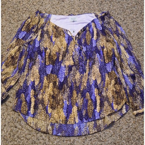 NWT Haute Hippie Abstract Print Blouse Women's Size Large V-Neck Tie Front