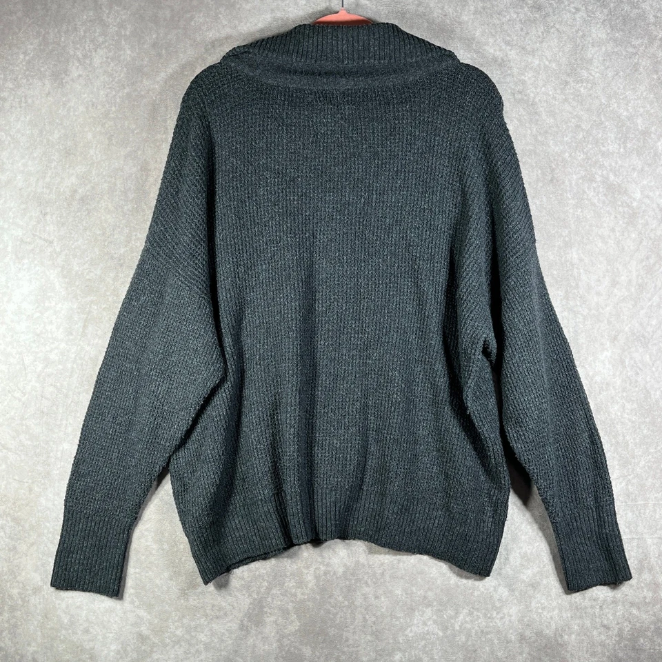 Aerie Sweater Womens Medium Gray Knit Half Zip Pullover Mock Neck Long Sleeves - Image 3 of 4