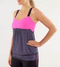 Lululemon 4 Back On Track Tank Raspberry Glo Pink Black Swan Silverescent EUC!