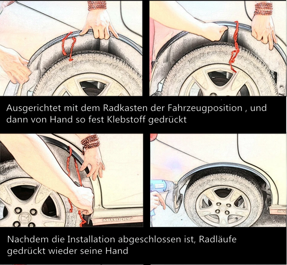 4X 1.5m Radlauf Verbreiterung Kotflügel Gummiprofil Zierstreifen Universal Auto - Bild 3 von 4